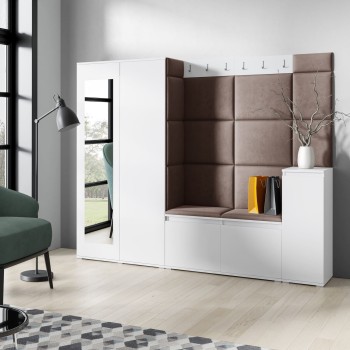 Garderoba Oslo z szafą oraz komodą - biała / Trinity 8