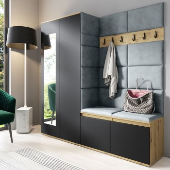 Zestaw mebli do przedpokoju CLEO  artisan czarny z panelami Trinity 14