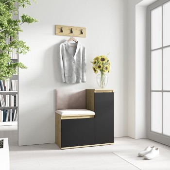 Garderoba Mini z komodą Dąb artisan/czarny trinity 02