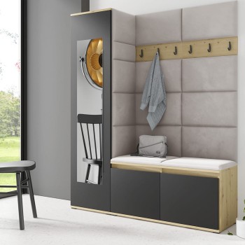 Garderoba LINDA w tkaninie Trinity 01 dąb artisan/czarny