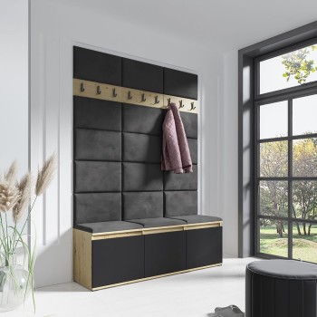 Garderoba LEON w tkaninie Trinity 15 dąb artisan/czarny