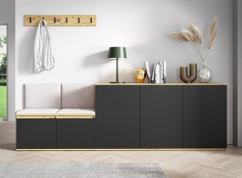 Garderoba Nelo z szafką na buty oraz komodą 3D - artisan/czarny/Trinity 1