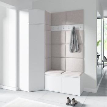 Garderoba PARIS z szafą narożną w tkaninie Trinity 01, biały