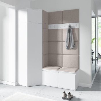 Garderoba PARIS z szafą narożną w tkaninie Trinity 02, biały