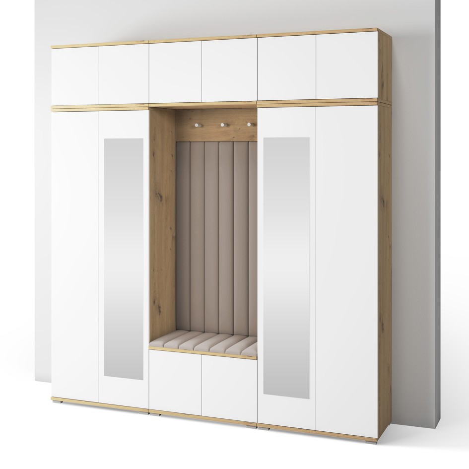 Garderoba z panelami i pojemną szafą Aura 10 Trinity 02 dąb Artisan/biały #2