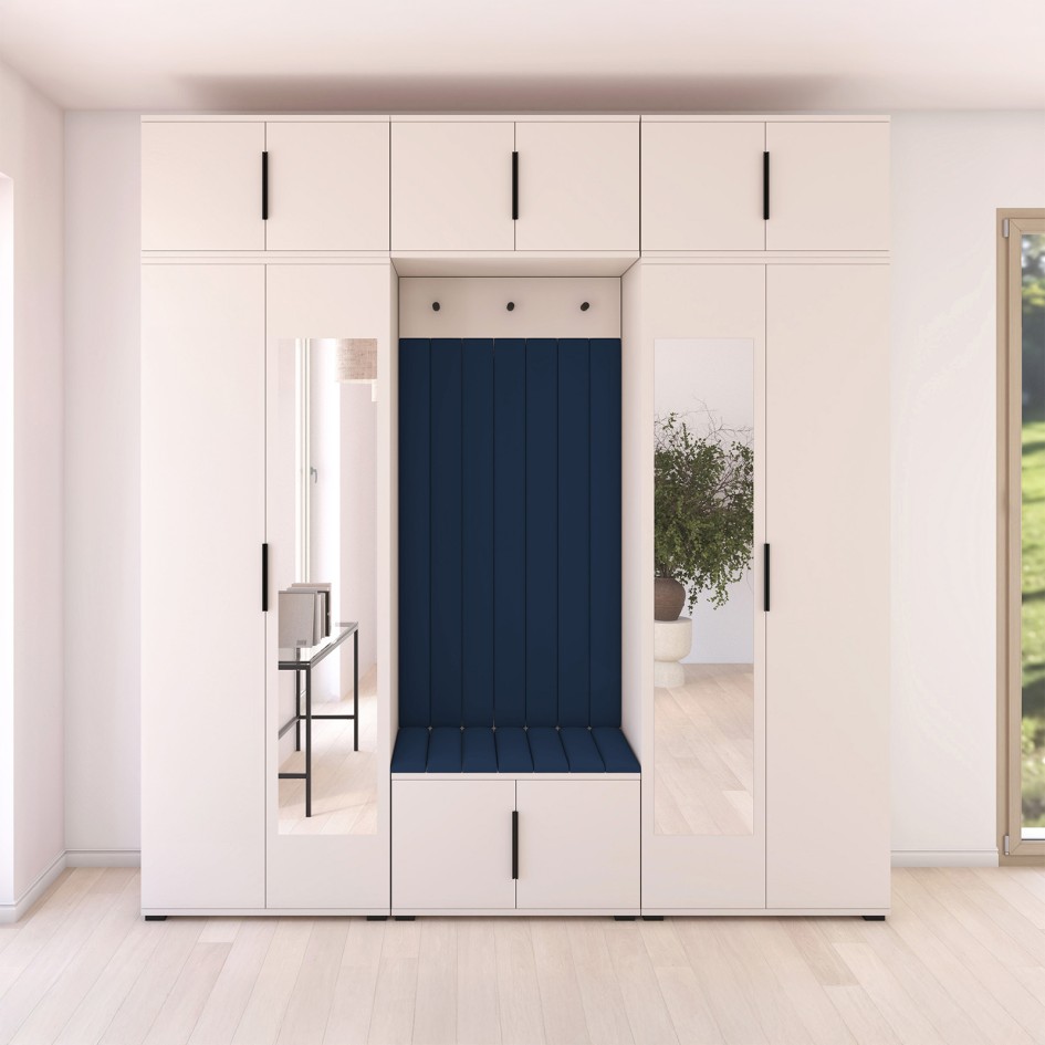 Zestaw z panelami tapicerowanymi Trinity 30 garderoba Napoli 12 z szafą z lustrem kaszmir #1