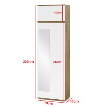 Szafa z nadstawką Aura bez lustra 70cm dąb artisan biały