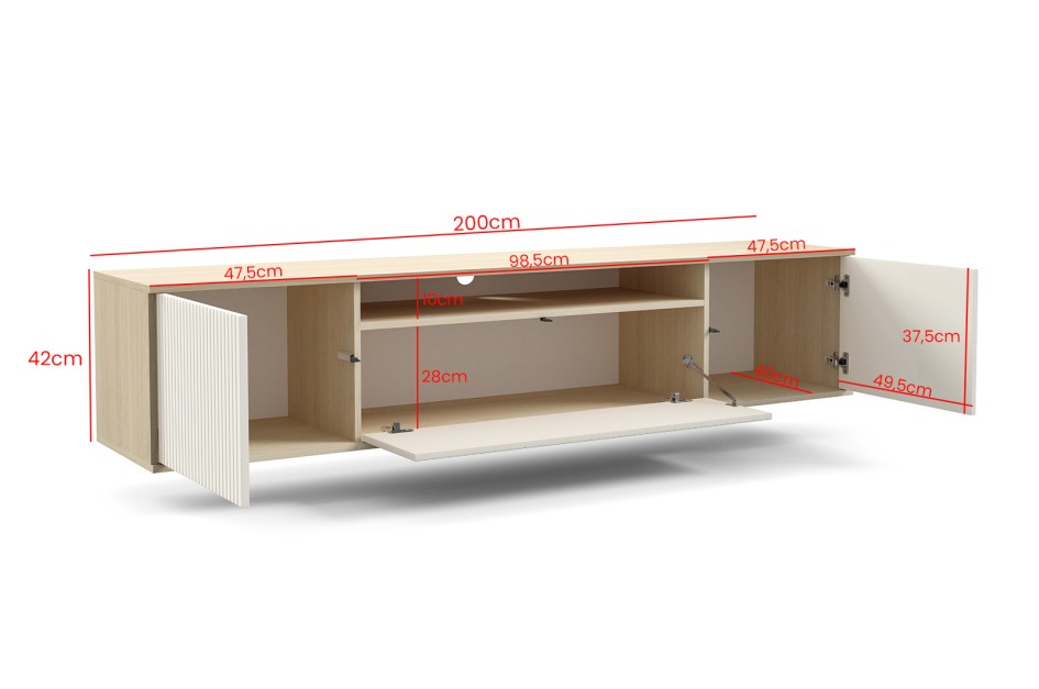 Szafka RTV Capri Premium 200 wisząca lamele kaszmir/dąb Vicenza #3