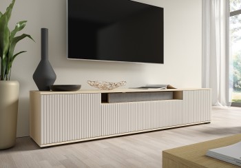 Szafka RTV Capri Premium 200 led lamele Kaszmir/Dąb Vicenza 