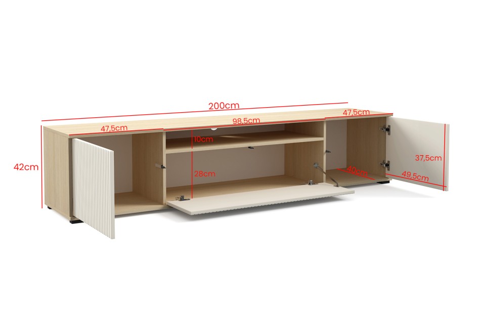 Szafka RTV Capri Premium 200 led lamele Kaszmir/Dąb Vicenza  #3