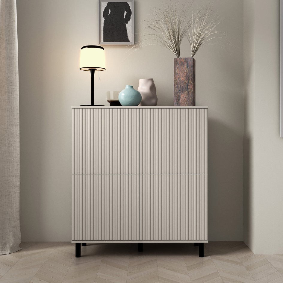 Komoda Capri Premium 4D nóżki okrągłe słupki 100cm lamele Cashmere #1