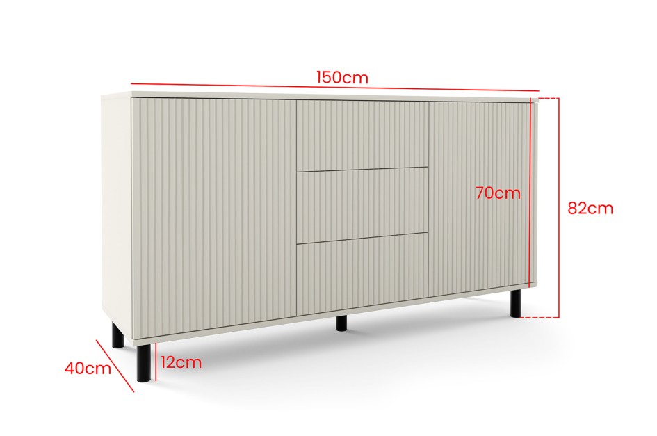 Komoda 2D3SZ Capri Premium szuflady wysokie nogi frezowana Kaszmir #3