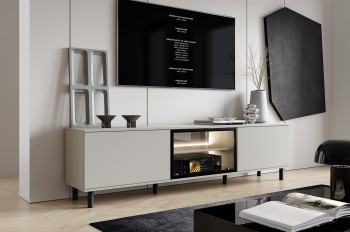 Szafka pod telewizor Arvo 200cm do salonu przeszklona Cashmere