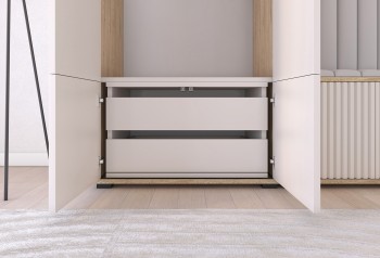 Garderoba ryflowana z lustrem Ritmo wersja 2 Trinity 02 Cashmere