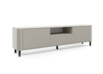 Szafka RTV Orvik 200cm frezowane fronty zaokrąglone boki nogi Cashmere