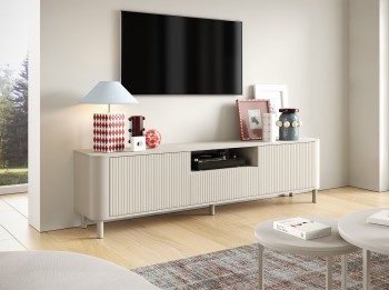 Komoda RTV Orvik 200cm frez zaokrąglone boki nogi Cashmere 