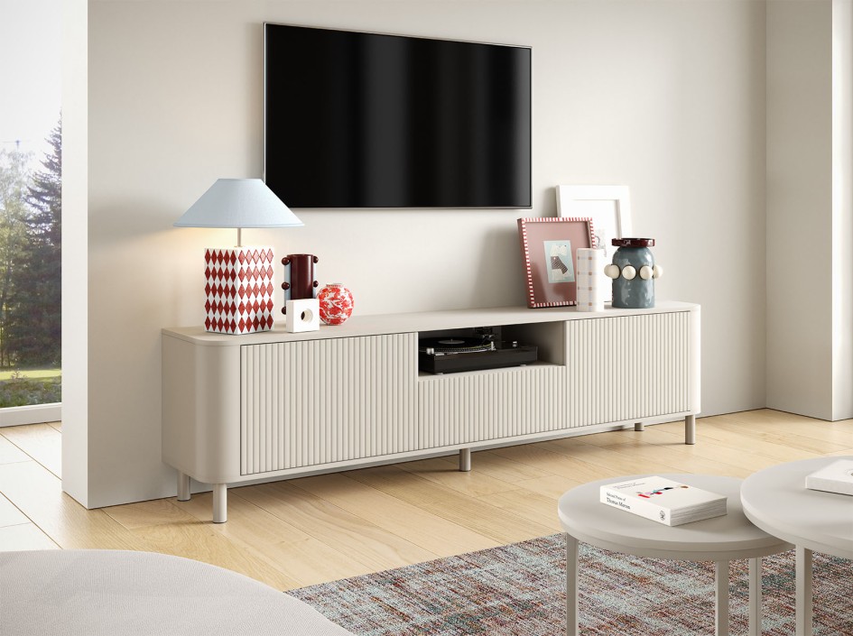 Komoda RTV Orvik 200cm frez zaokrąglone boki nogi Cashmere  #1