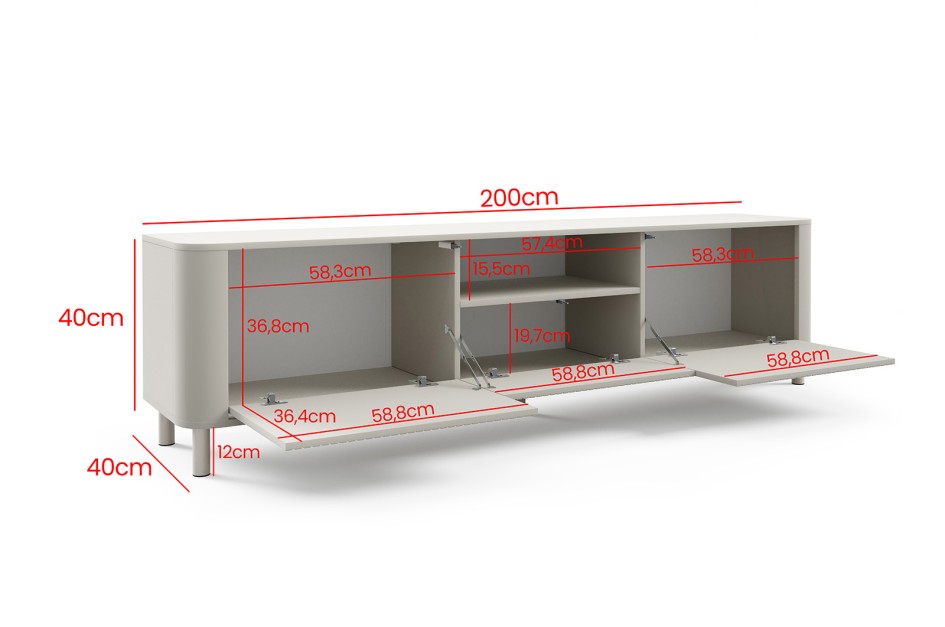 Komoda RTV Orvik 200cm frez zaokrąglone boki nogi Cashmere  #3