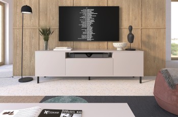 Szafka Masimo RTV 180 cm stolik pod tv japandi Cashmere nóżki okrągłe słupki