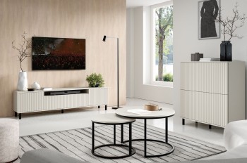 Zestaw Capri Premium Cashmere RTV 200 cm Komoda 4D i Stoliki Kawowe