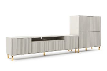 Zestaw Mebli Capri Premium Cashmere RTV 200 Komoda 4D Stoliki Kawowe złote nogi