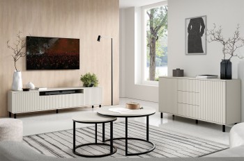 Zestaw Mebli Capri Premium Kaszmir RTV 200 cm Komoda 2D3SZ Stoliki nogi słupki