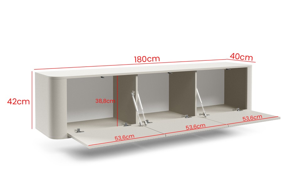 Szafka RTV Misterio Premium 180cm Cashmere frezowana z lamelami wisząca #4