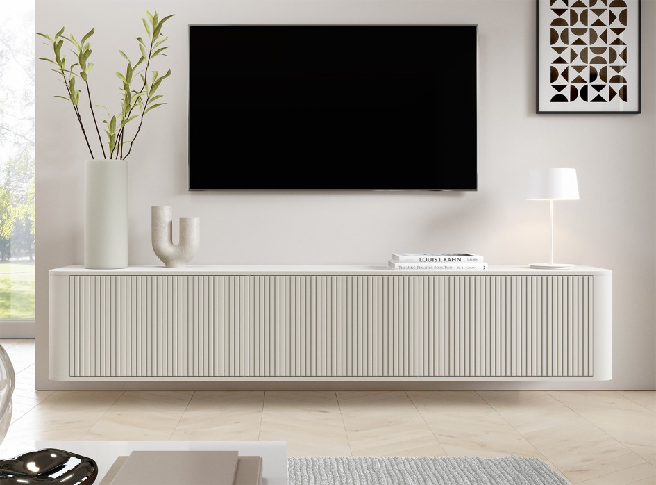 RTV Misterio Premium 220 cm Cashmere pojemna komoda lamele zaokrąglone boki stojąca  #2