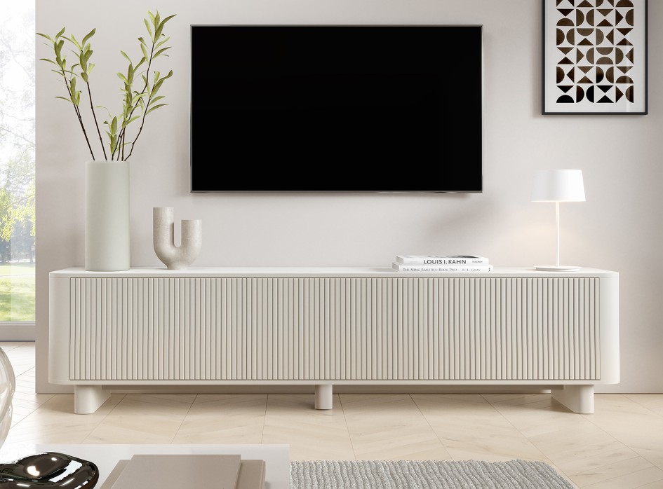RTV Misterio Premium 220 cm Cashmere pojemna komoda lamele zaokrąglone boki stojąca  #1