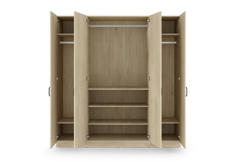 Pojemna szafa BRAGA 1 do sypialni, drążki i półki, metalowe uchwyty - Dąb cremona #2