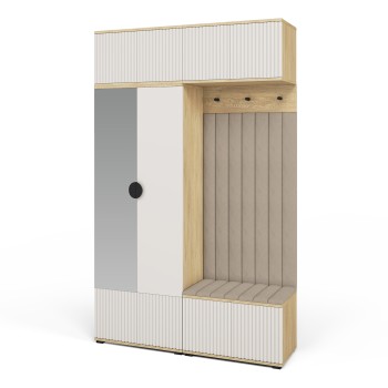 Garderoba do przedpokoju z lustrem Zora wersja 2 Dąb Cremona Cashmere panele Trinity 03