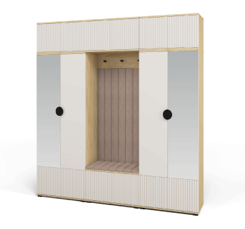 Garderoba z panelami Zora wersja 3 lustra Trinity 05 Dąb Cremona Cashmere