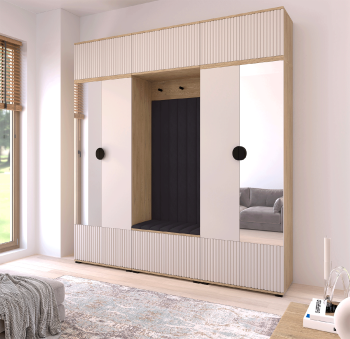 Garderoba frezowana Zora wersja 3 lustra Dąb Cremona Cashmere Trinity 16