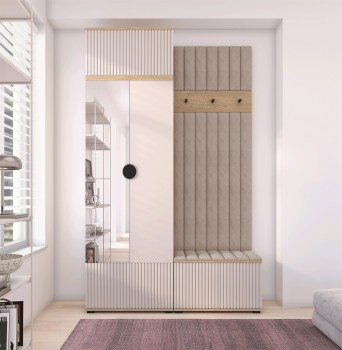 Garderoba ryflowana Zora wersja 4 z lustrem Dąb Cremona Cashmere Trinity 03