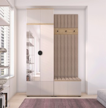Garderoba do przedpokoju Zora wersja 4 z lustrem Dąb Cremona Cashmere Trinity 05