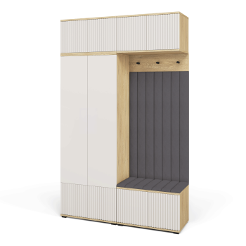Frezowana Garderoba  Zora wersja 2 Trinity 15  panele tapicerowane Dąb Cremona Cashmere