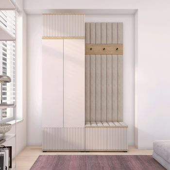 Garderoba ryflowana z panelami Zora wersja 4 Trinity 02 Dąb Cremona Cashmere