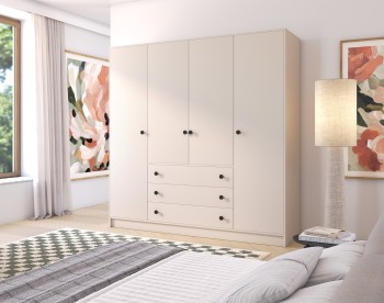 Duża szafa Pireus 4D Cashmere szuflady drążek garderoba pojemna