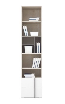 Szafka Remo RM5 dąb wilton biały lux biały antarcyt z szufladami i półkami
