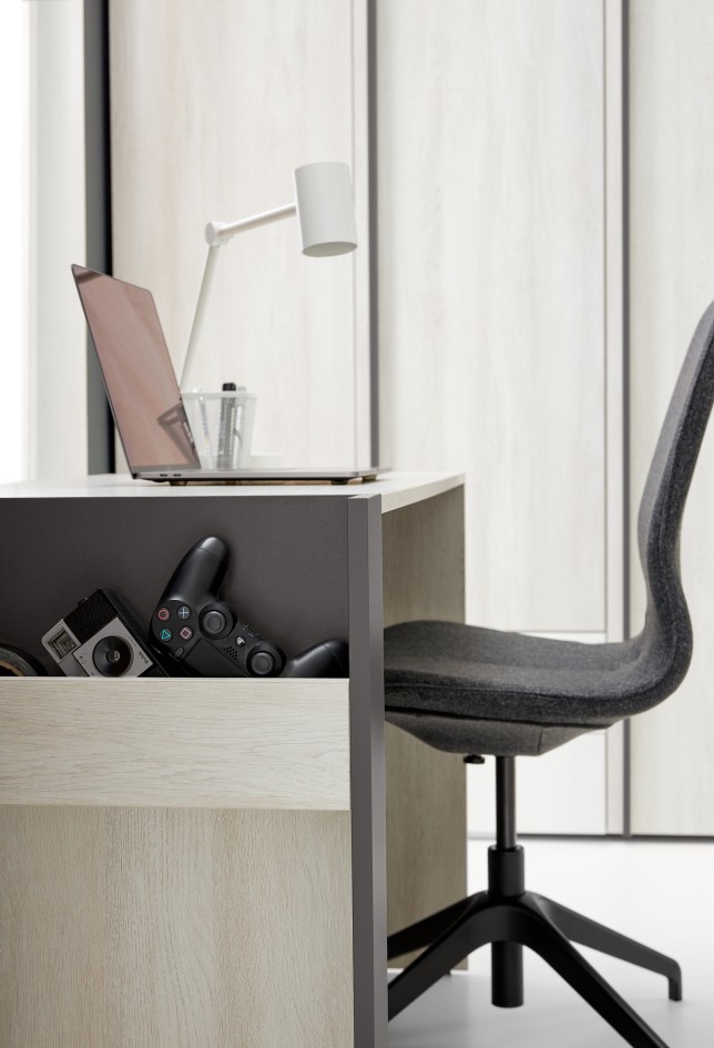 Biurko Remo RM10 klasyczne do pokoju dąb wilton biały lux biały antarcyt #4