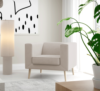 Sofa Kimi 1 gładka minimalistyczna sofa z głębokim siedziskiem Velutto 01