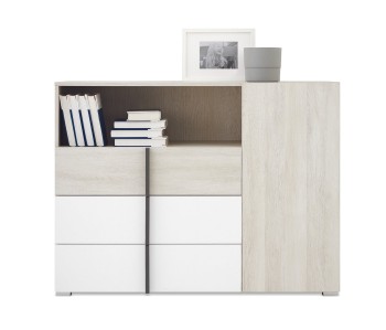 Elegancka Komoda Remo RM9 do sypialni dąb wilton biały lux biały antarcyt do garderoby