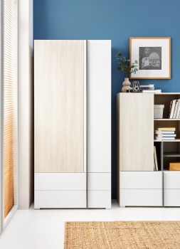 Szafa Remo RM2 do sypialni  do garderoby  dąb wilton biały lux biały antarcyt