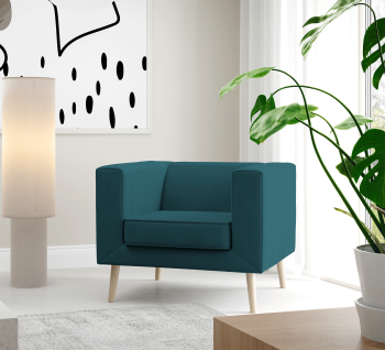 Sofa Kimi 1 kompaktowa z głębokim siedziskiem Velutto 36