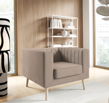 Sofa Angelika 1 elegancka kanapa z pionowymi przeszyciami i drewnianymi nogami Velutto 03