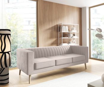 Sofa Angelika 3 z eleganckimi przeszyciami i głębokim siedziskiem Velutto 01