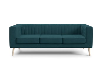 Sofa Angelika 3 z dekoracyjnym przeszyciem i drewnianymi nogami  Velutto 36