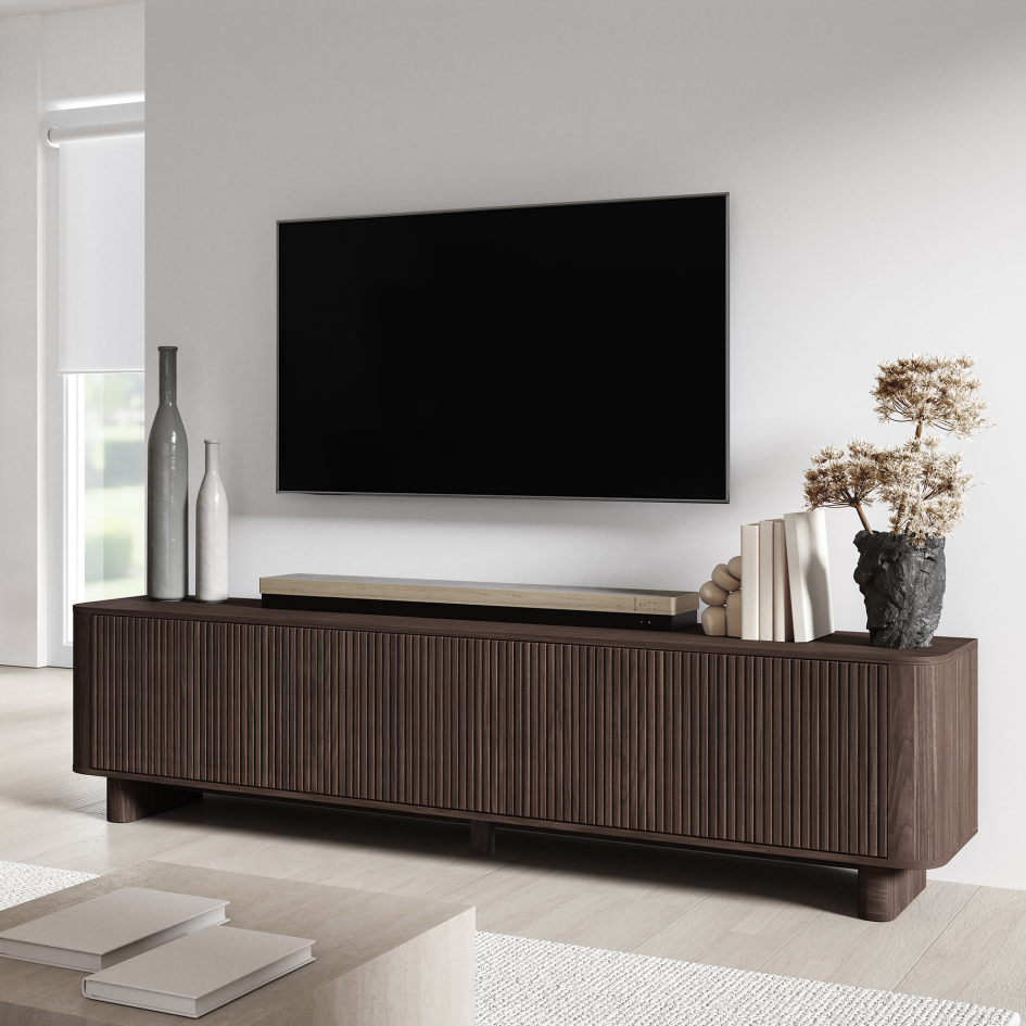 Szafka RTV Misterio Premium 220 cm Orzech Lincoln pojemna komoda do nowoczesnego salonu  #2