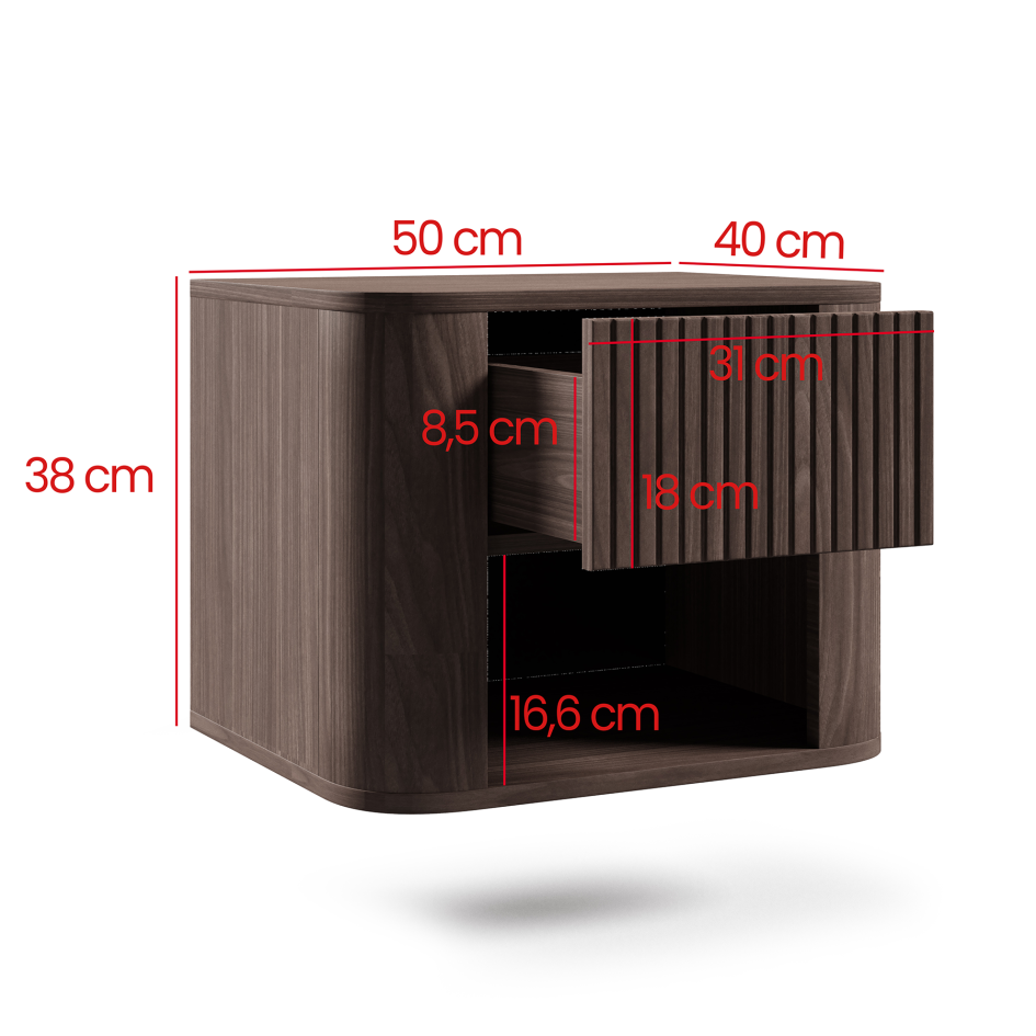 Szafka nocna Misterio Premium 50 cm Orzech Lincoln designerska forma i lamele #4