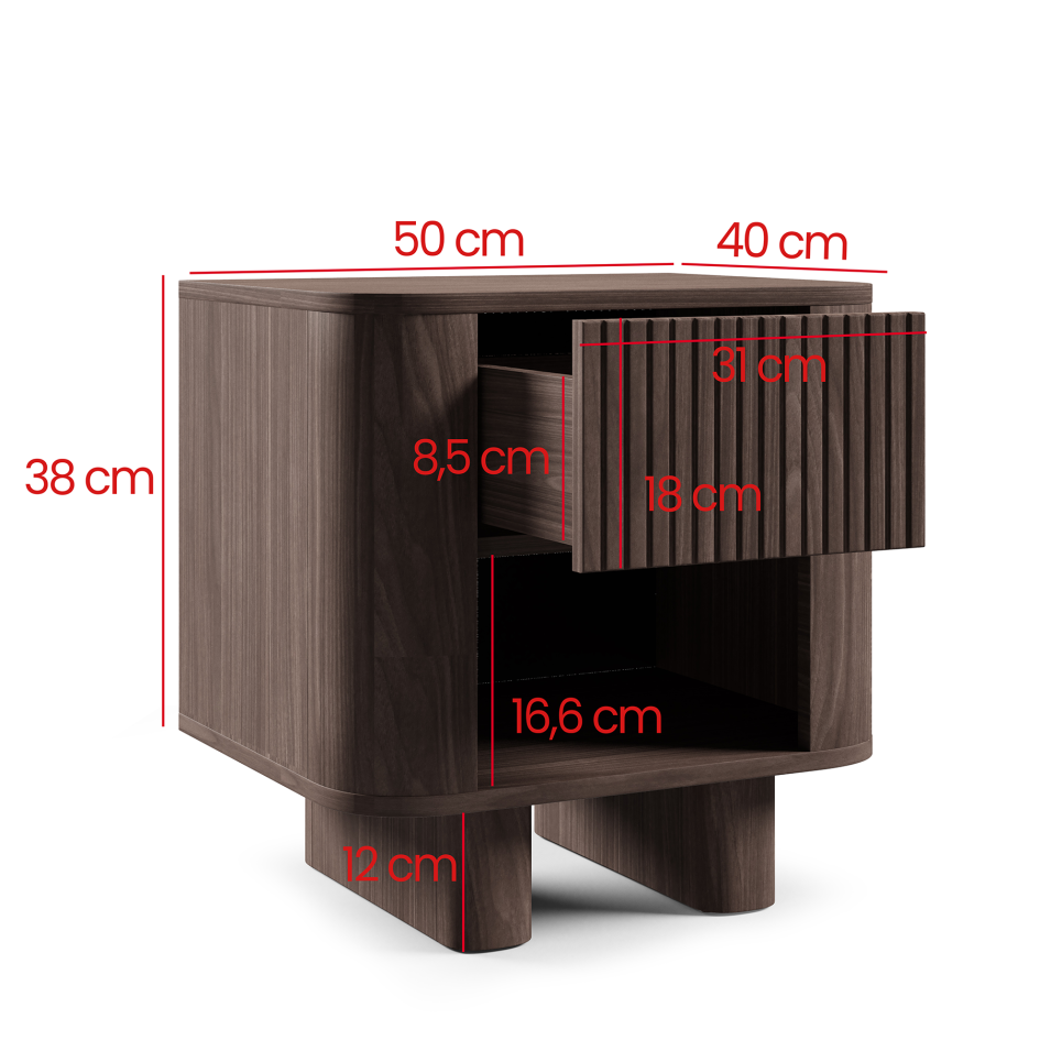 Stolik nocna Misterio Premium 50 cm z szufladą i minimalistycznym wykończeniem Orzech lincoln  #4